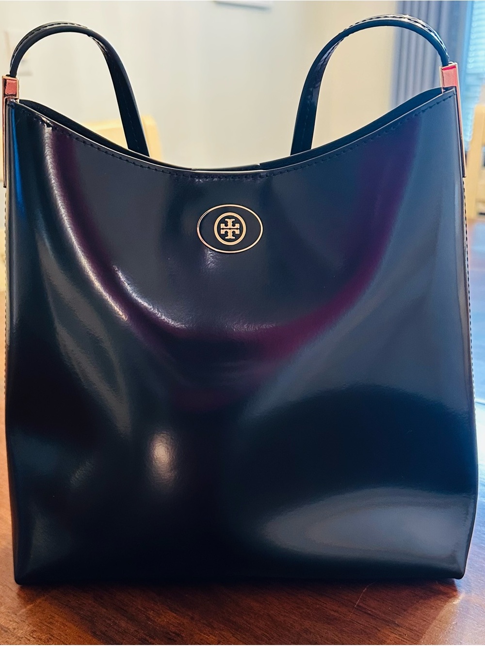 Tory Burch Black Robinson Spazzolato Leather Hobo Bag